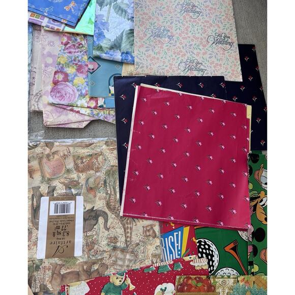 Huge Lot Vintage Wrapping Paper Gift Wrap Variety Scrapbooking Junk Journal New - Picture 5 of 8